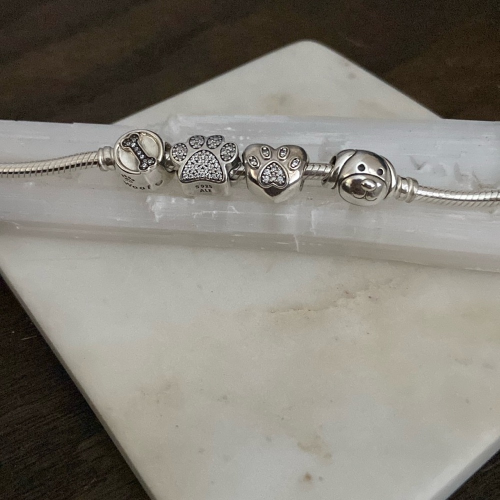 Authentic Pandora Snake Bracelet with Dog Themed Charms